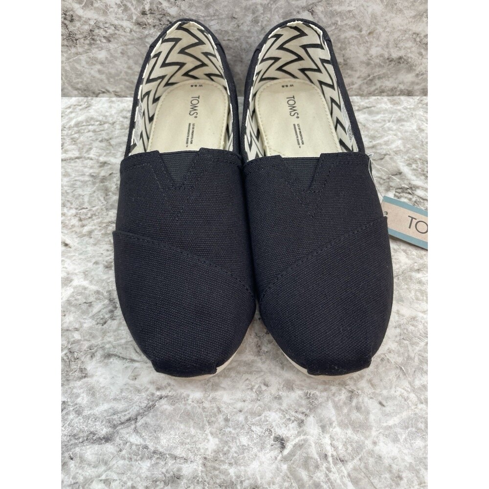 TOMS Women's Alpargata Classic Canvas Shoes-Size 9.5 Black-New- Fast Shipping - Picture 2 of 8